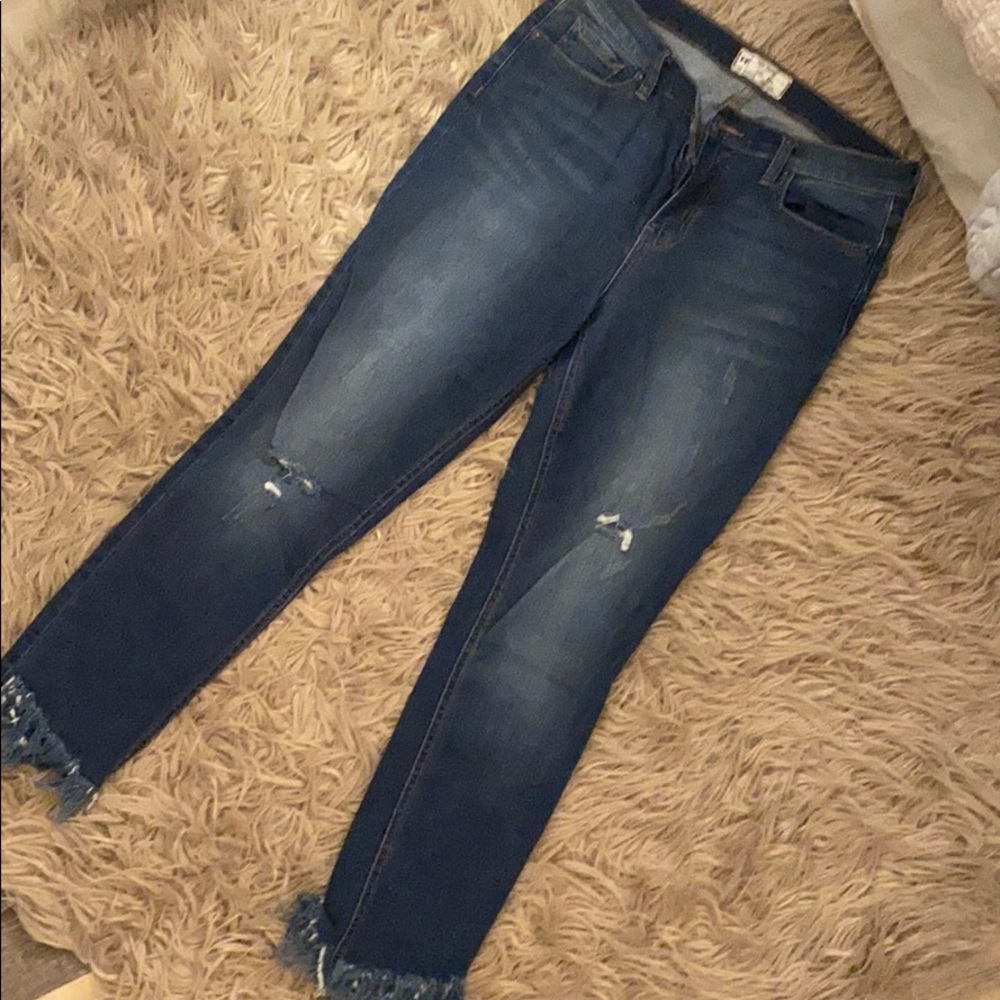 Free People Great Heights Frayed Skinny Jeans
